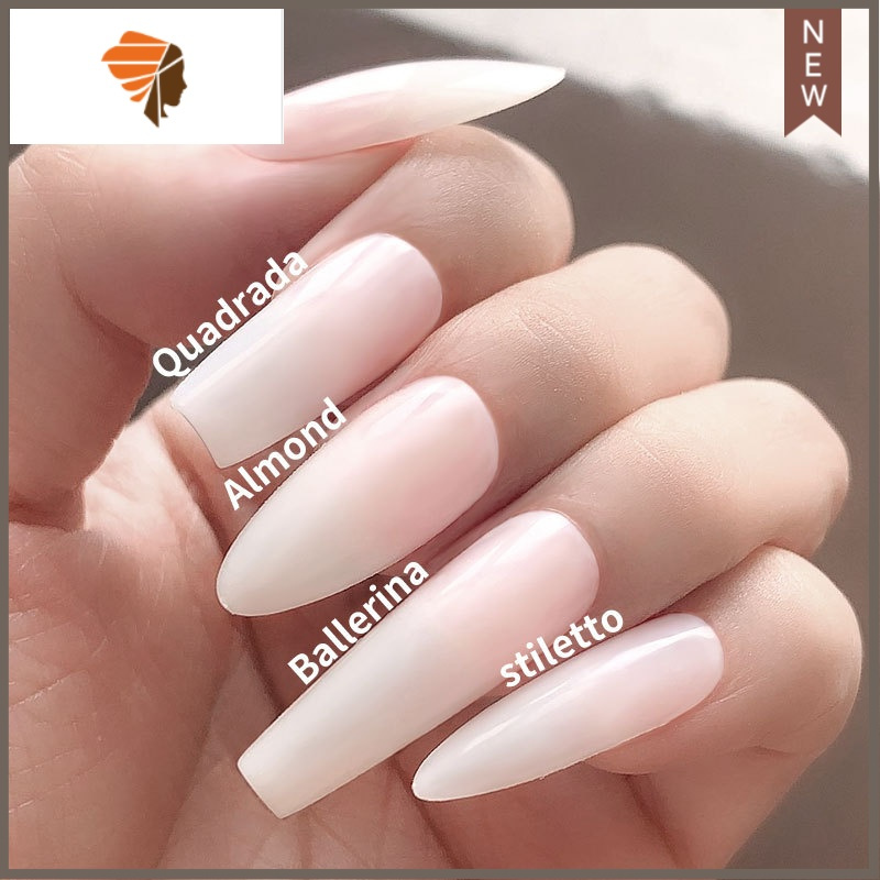 长方t形杏仁椭圆芭蕾长尖款米白透明色甲片假指甲片贴片美甲500片