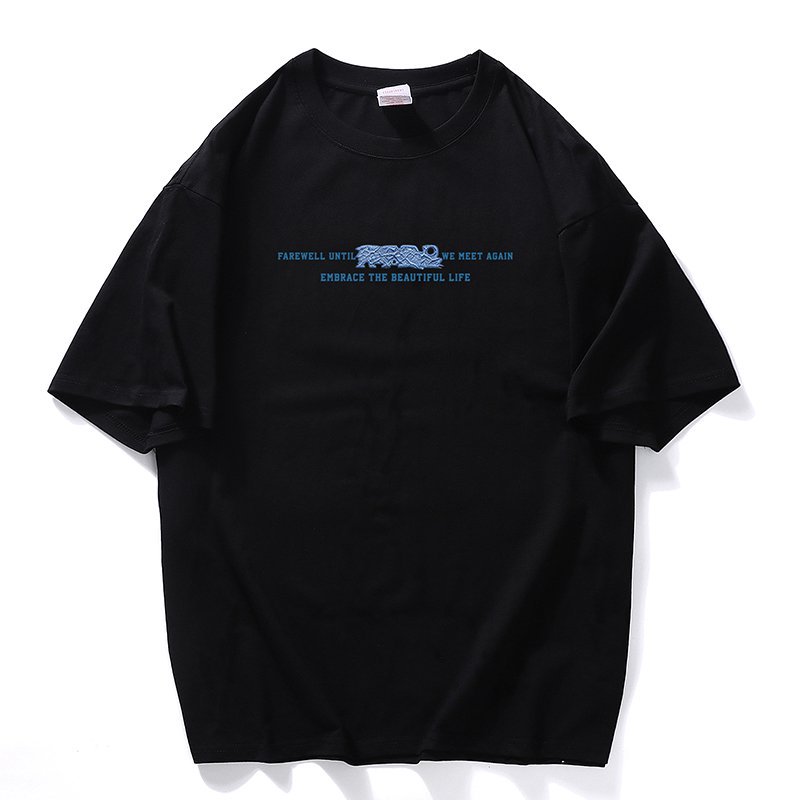 鑫捷登 情侣款230克纯棉印花系列短袖T恤LWKS-T2330 XXL T2379黑色
