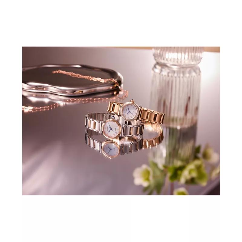 Citizen西铁城女款简约两色不锈钢链带腕表mm白色贝母表盘环保腕表高清大图