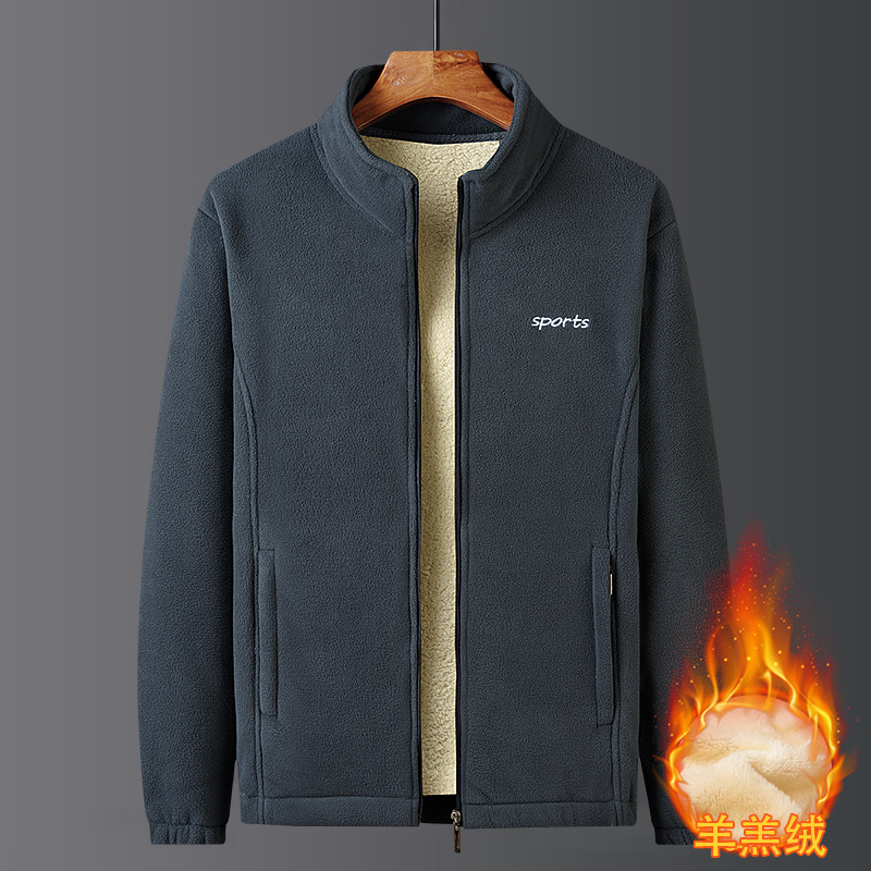 伊夫狼爪yifulangzhua秋冬款男士休闲揺粒绒绒开衫抓绒衣外套宽松时尚