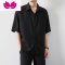 七斓黑色衬衫衣男内搭宽松休闲外套痞帅气dk高级感白色男生长袖
