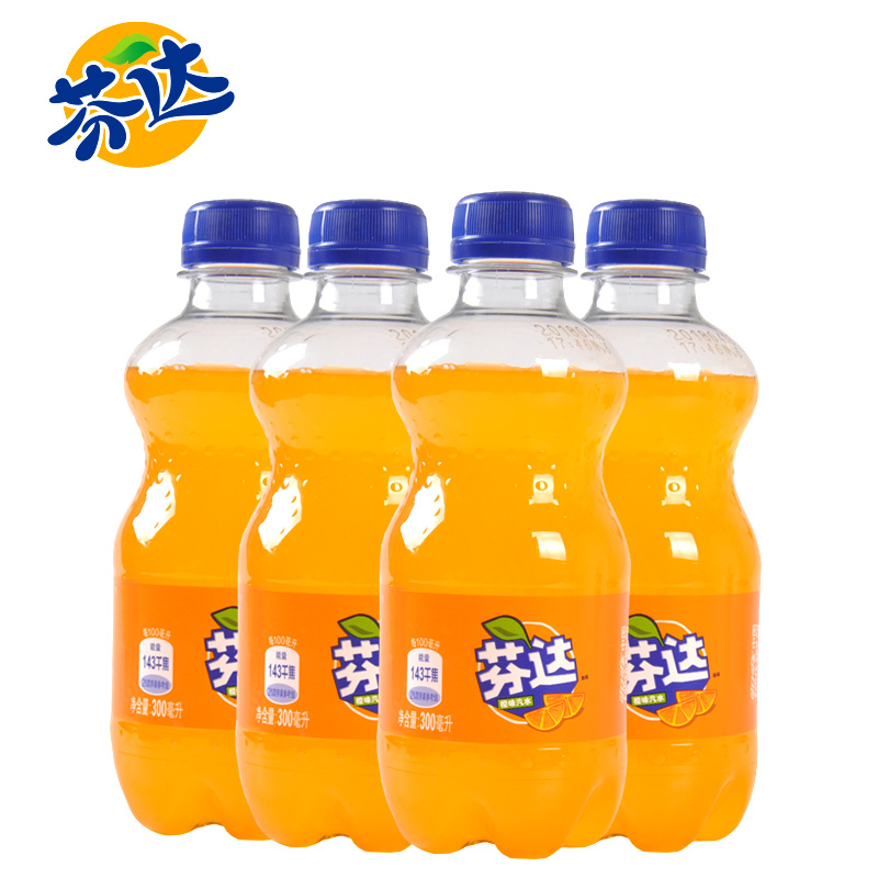 可口可乐芬达橙味碳酸饮料汽水饮品PET300ml*6瓶小瓶分享装高清大图