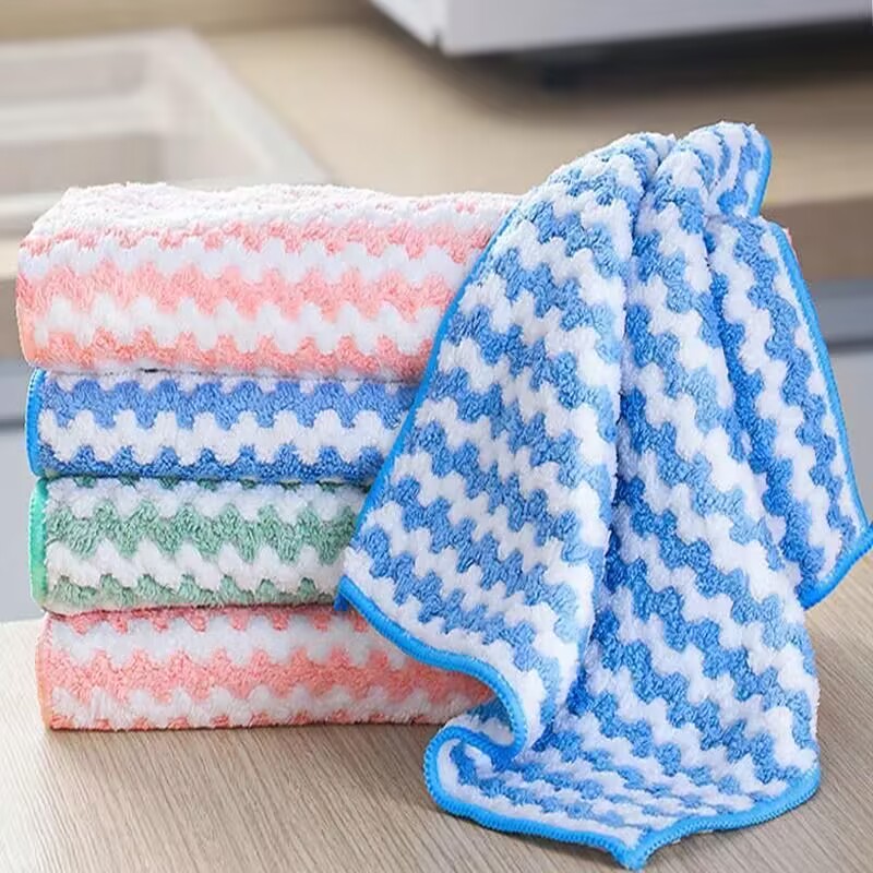 加厚洗碗抹布吸水抹布厨房不沾油不掉毛干湿两用百洁布去油污抹布 1条随机颜色