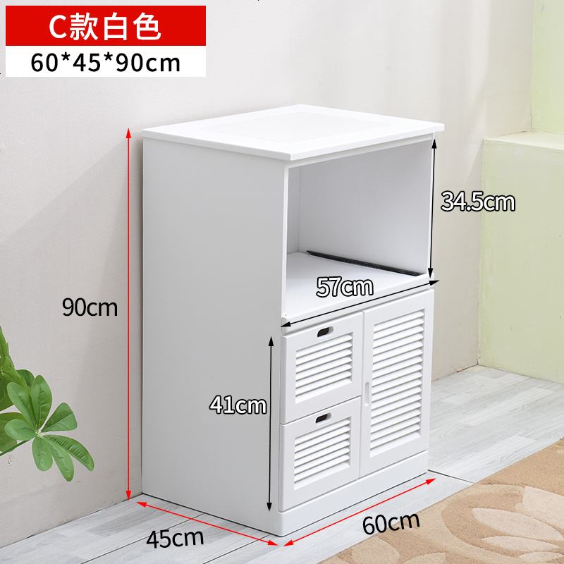 厨房餐边柜 微波炉柜子实木储物柜茶水柜电器柜收纳柜碗柜置物柜 C款白色_整装发货_双_