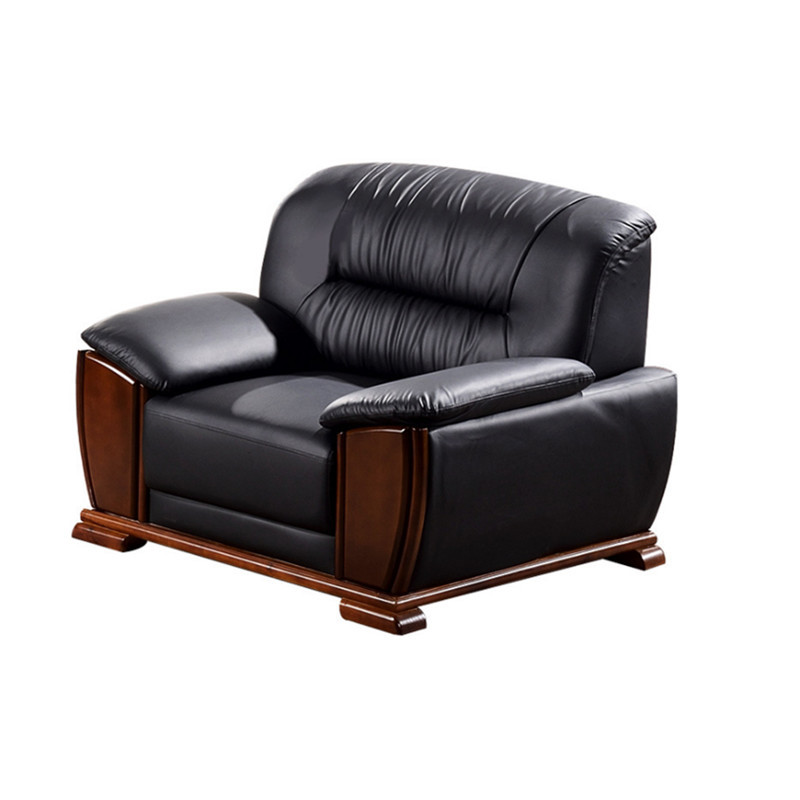 匡大 办公沙发中式商务沙发 牛皮沙发 三人位高清大图