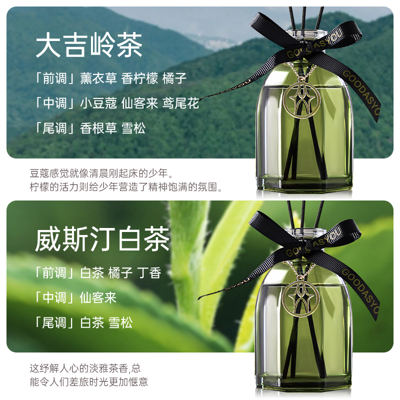 香薰室内持久家用留香酒店香水房间香氛卫生间厕所除臭空气清新剂 2瓶装大吉岭茶+威斯汀白茶300ml大容量