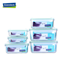 三光云彩(GLASSLOCK)韩国进口钢化玻璃保鲜盒六件套(1900+1100+400ml)*2礼盒套装微波炉加热饭盒