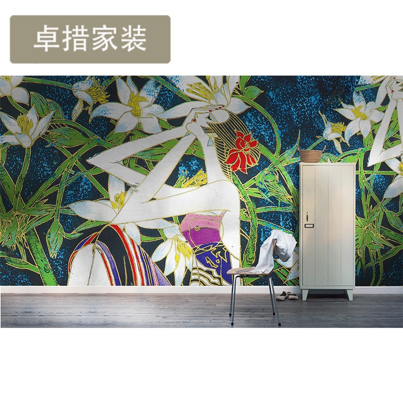 复古个性创意壁纸工业工装背景墙纸大型定制壁画油画百合壹德壹