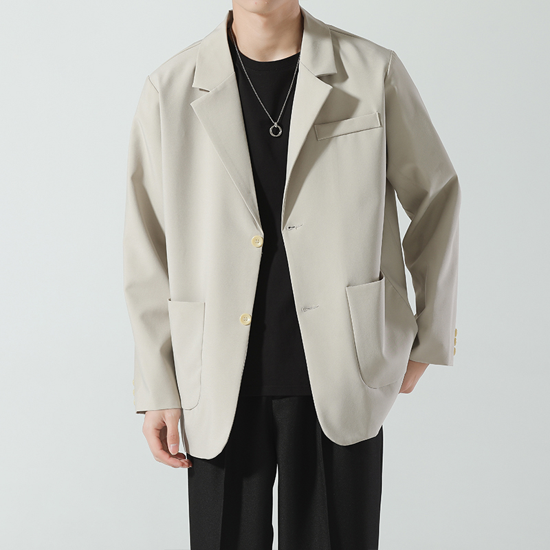 啄木鸟黑色高级感西装外套男士秋冬季宽松休闲礼服小西服伴郎服服高清大图