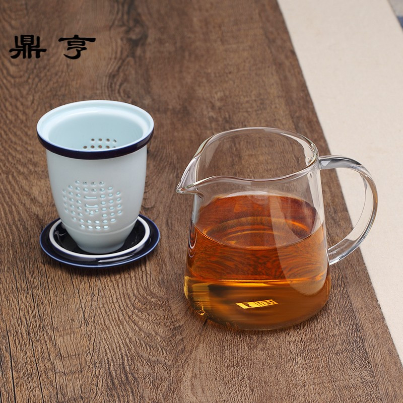 鼎亨国际 耐热玻璃泡茶壶陶瓷过滤 茶杯茶壶旅行套装户外便携茶具