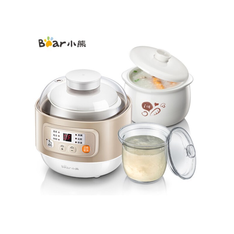 小熊(Bear) 陶瓷隔水炖电炖盅 迷你煲汤煮粥锅 DDZ-A08G2 0.8L(白瓷胆+玻璃胆)x