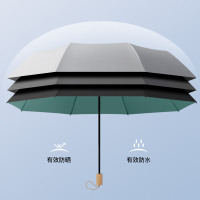 雷柏利钛银遮阳伞双层太阳伞超防紫外线女晴雨两用黑胶防晒伞upf50