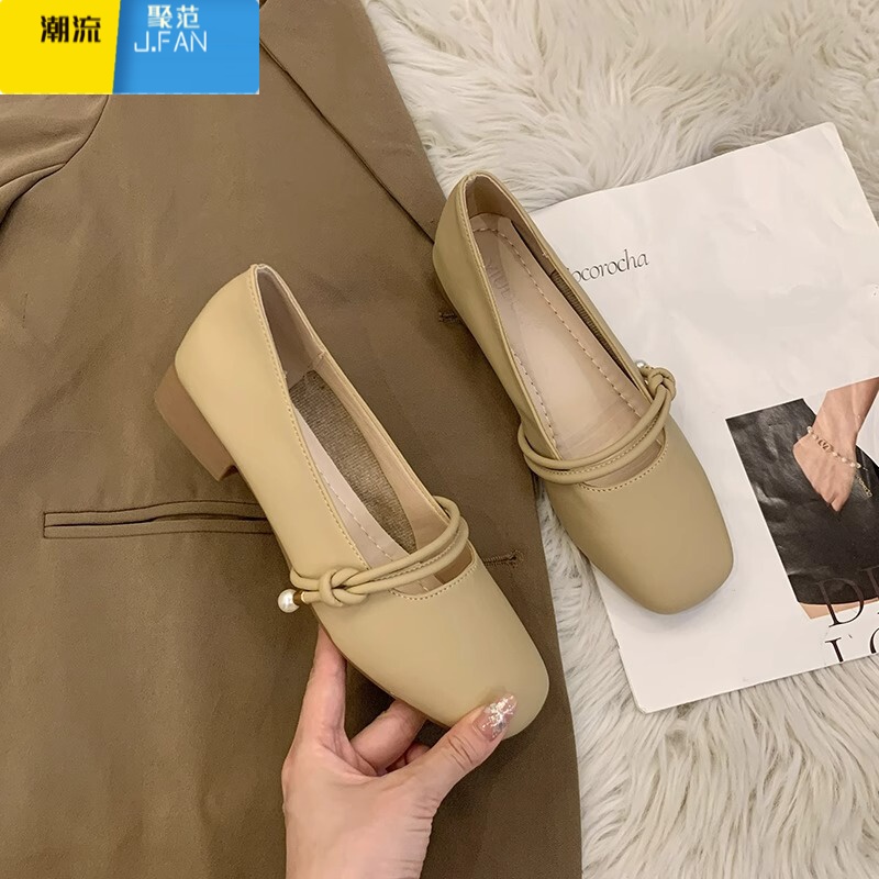 聚范玛丽珍仙女配裙子小皮单鞋女2024新款晚晚风温柔平底奶奶瓢鞋高清大图