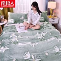 【南极人】雪花绒毛毯单件床单法兰绒珊瑚绒盖毯午睡毯子盖腿毛巾被子 180x200cm双人用-约1.5斤 春兰秋菊
