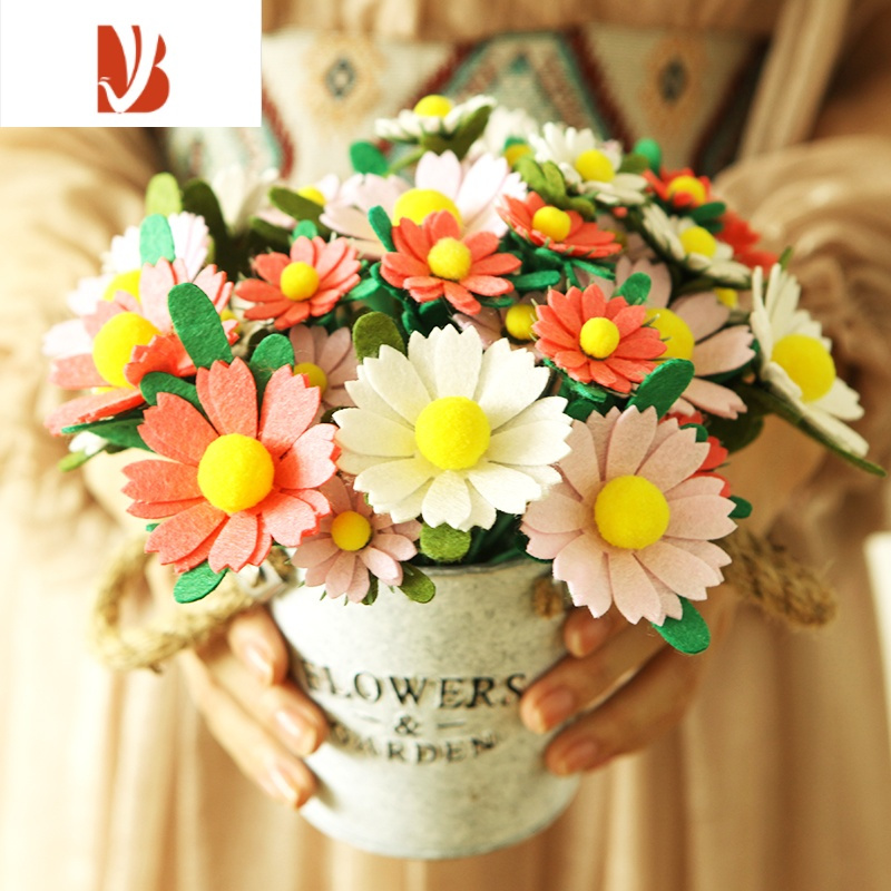 三维工匠生日创意不织布仿真盆栽花束礼物解闷手工diy制作材料包送