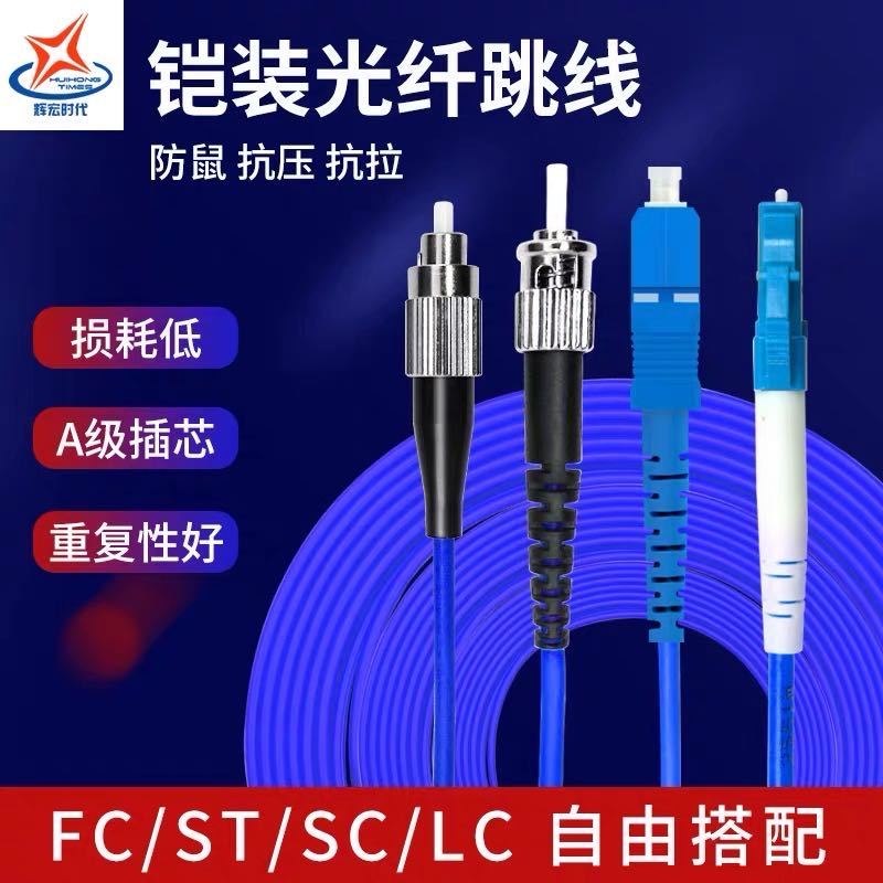 辉宏时代光纤线LC-LC单模双芯铠装光纤跳线防鼠咬抗拉力强防水光缆电信级25米