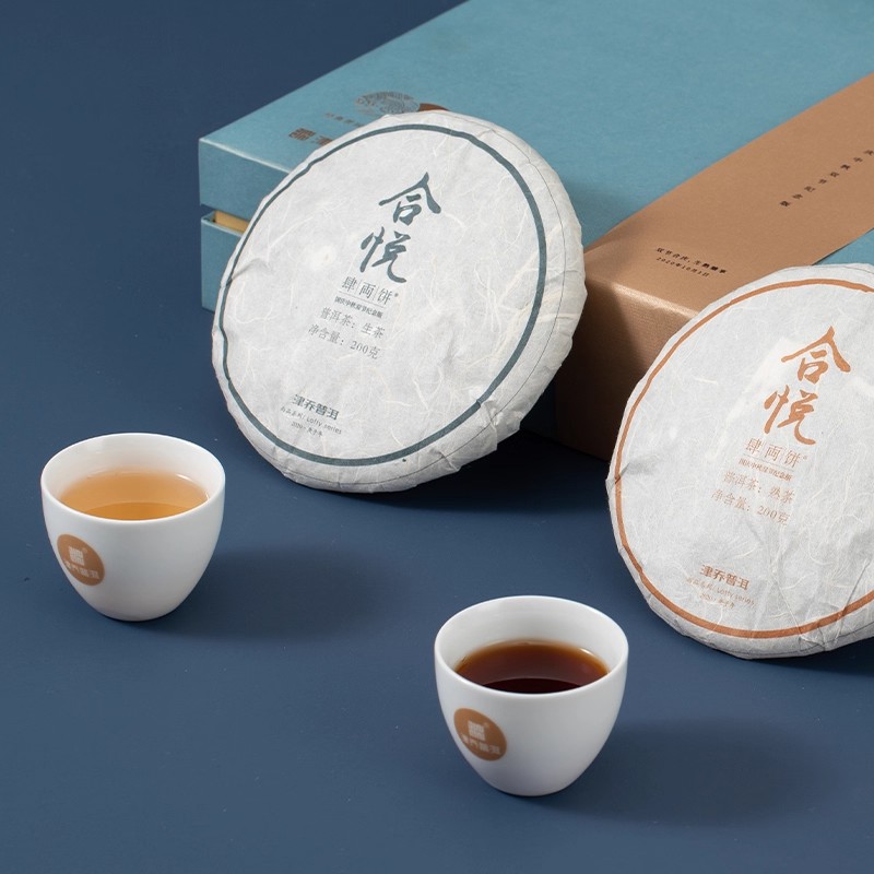 津乔合悦纪念版普洱茶套装礼盒2020云南茶叶普洱茶生熟组合高清大图