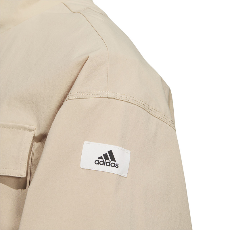 adidas 纯色标贴Logo立领长袖夹克外套 男款 卡其色 IP5004