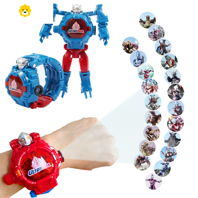 真智力变形手表儿童玩具电子手表卡通投影机器人学生小男孩蜘蛛侠时间