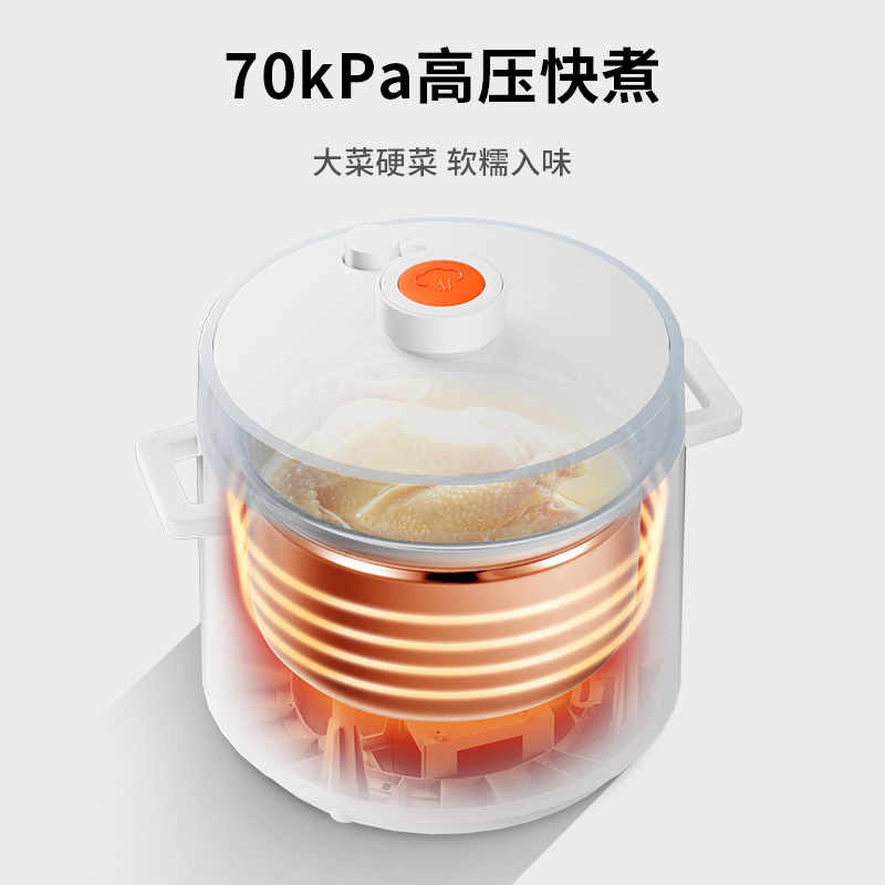 洛贝(luby) LBA-5EPP10 阿迪锅 电压力锅 5L家用智能预约全自动多功能高压锅一锅双胆+蒸笼 白色