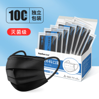 医用外科一次性医疗口罩女医疗三层正规正品独立包装灭菌级-黑色盒装100只
