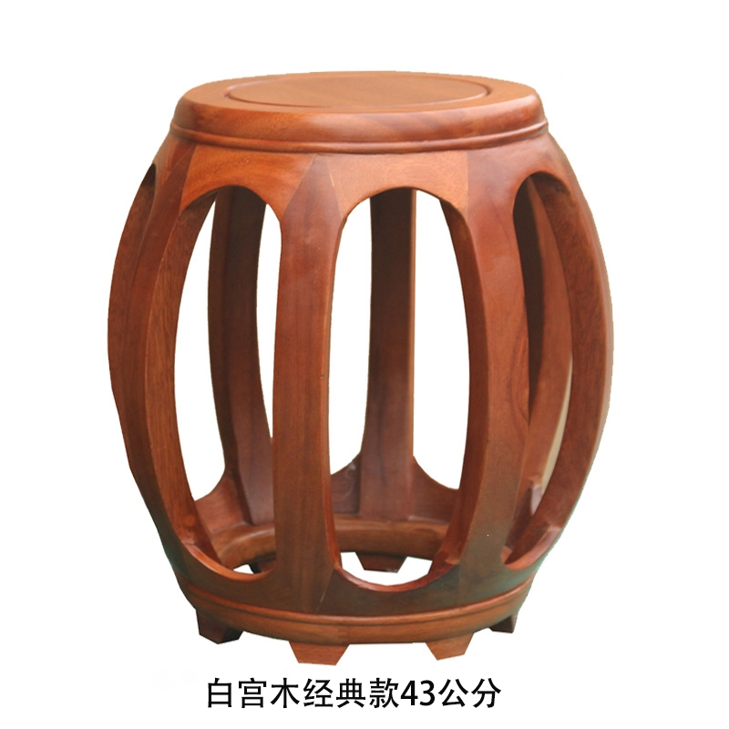 红木鼓凳圆凳实木凳子花梨鸡翅木雕花矮凳换鞋凳古筝凳
