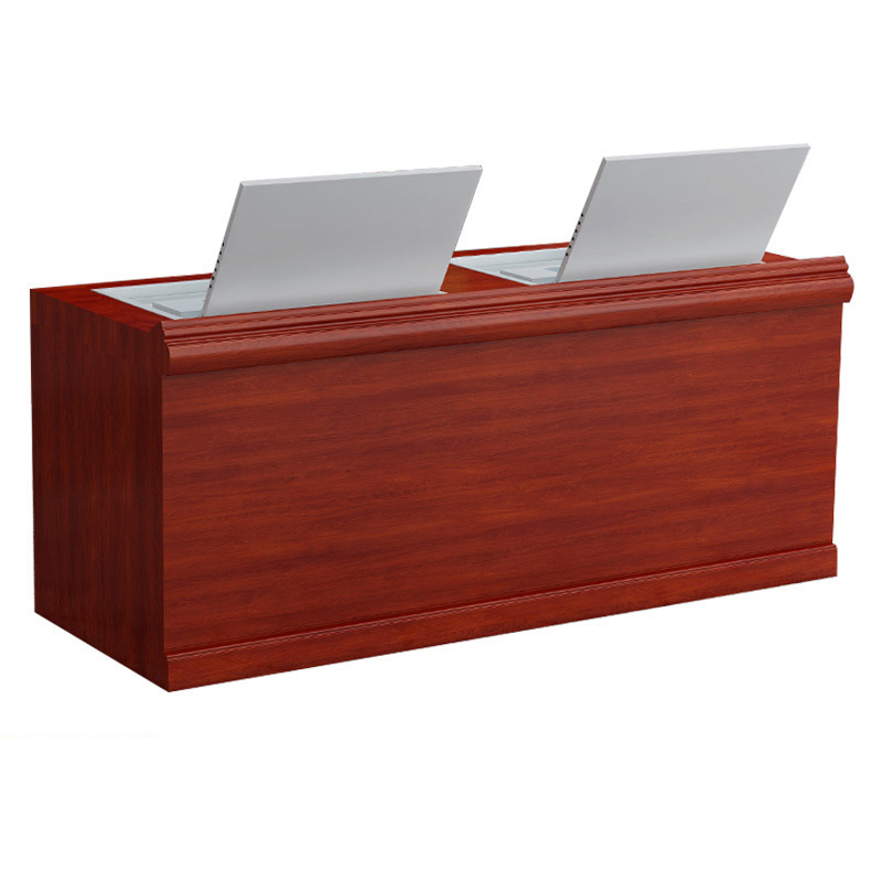 慧采云 办公家具演讲台智能翻转液晶显示器实木贴皮会议台主持演讲台1.4米