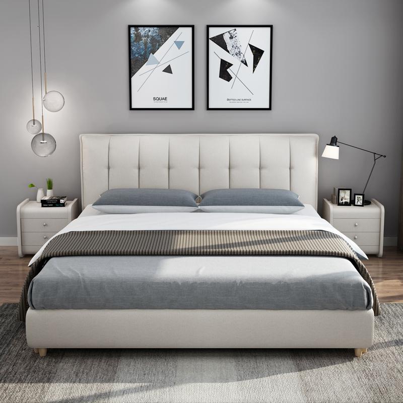 北欧布艺床可拆洗简约现代1.8米双人床小户型主卧榻榻米布床软包 床1500mm*2000mm组装式架子床