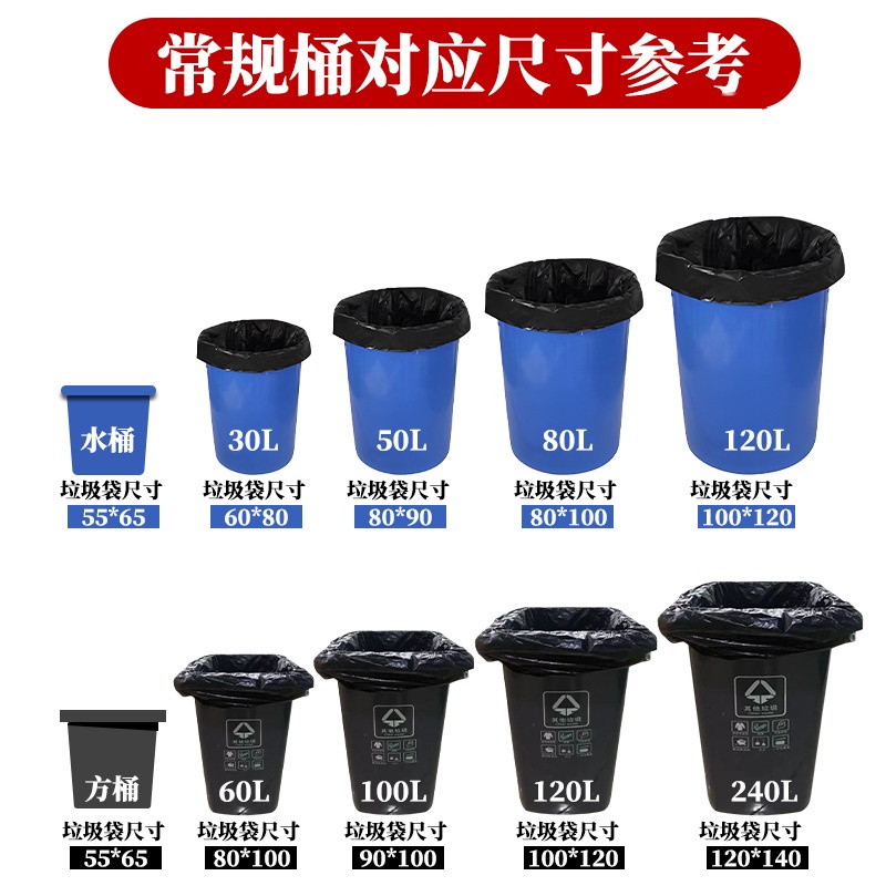 黑色加厚大垃圾袋 宽100cm*长120cm加厚3丝 50只装高清大图