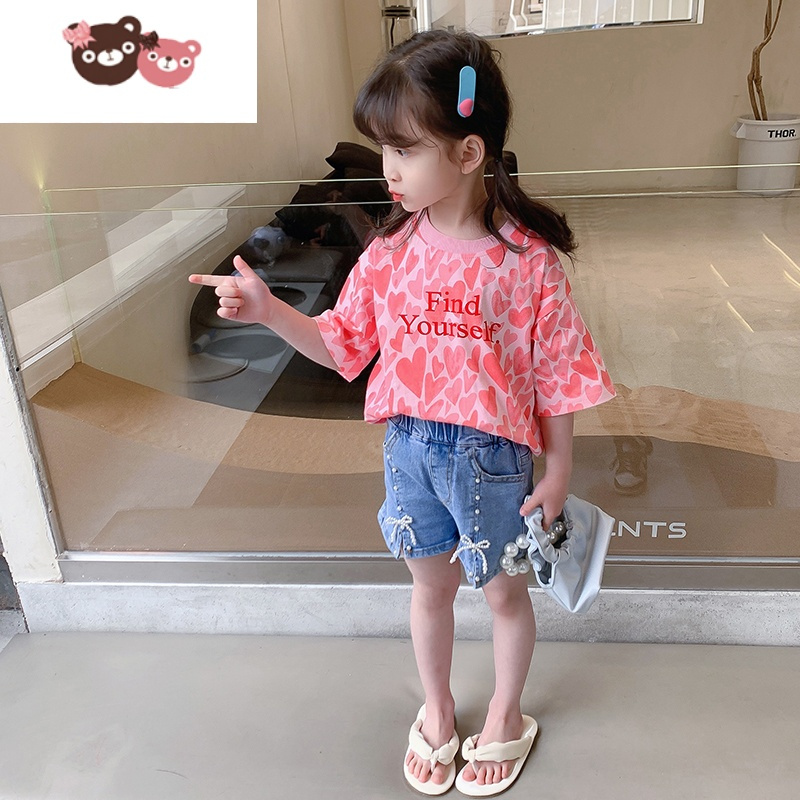 绿彩虹光女童短袖T恤夏装2022新款童装女宝宝半袖上衣夏季儿童体恤夏
