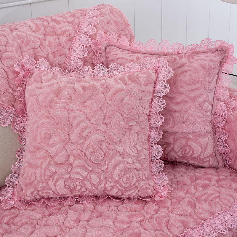 美帮汇毛绒抱枕靠垫套沙发靠背办公室床头靠枕腰枕汽车腰垫头枕可拆洗高清大图