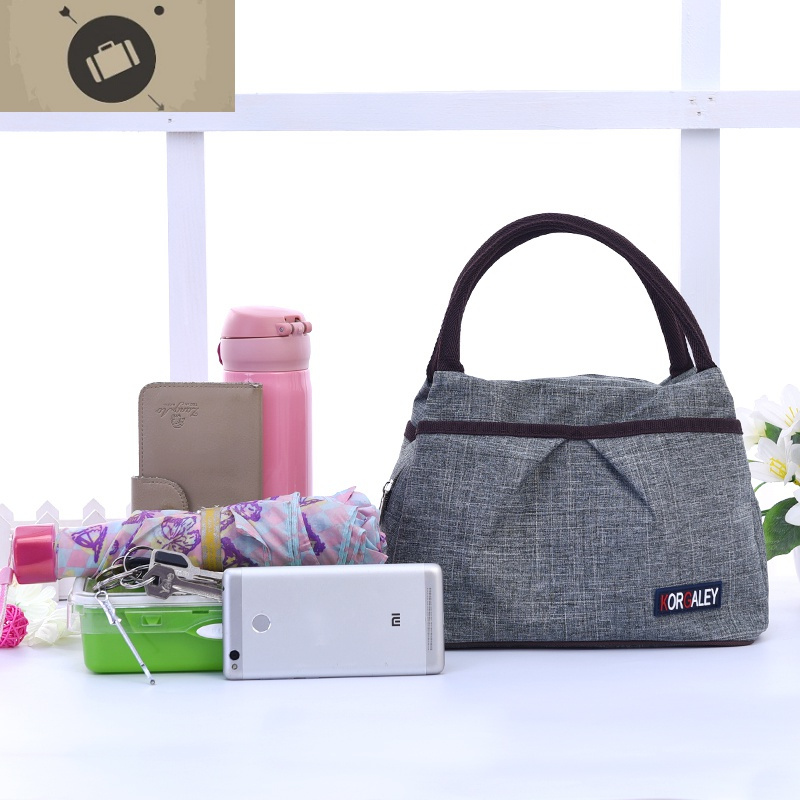 防水牛津帆布包牛仔纯色手提小布包便当包饭盒袋妈妈手拎休闲女包艾狄