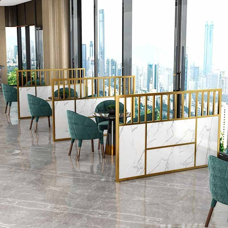 闪电客定制餐厅卡座隔断餐饮装饰火锅奶茶店围栏铁艺饭店长虹玻璃挡板