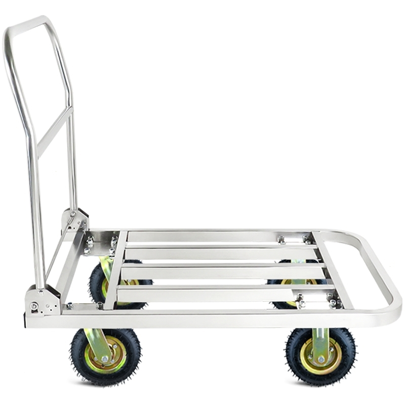 手小推车商用拉货小推拖车搬运车便携折叠拉货车不锈钢s4寸橡胶轮7550