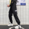 唯逸衣品2020新品工装裤女显瘦高腰黑色裤子宽松bf直筒运动束脚百搭休闲裤