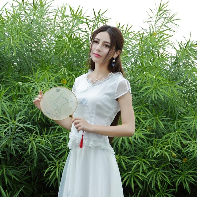 2018春夏新款女民族风复古文艺修身印花仙女气质半身裙长裙松紧腰白色