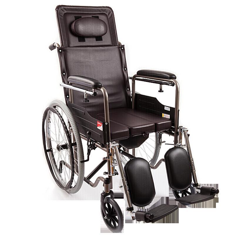 鱼跃轮椅车H059B 普通轮椅脚踏板可拆缷高靠背半躺带餐板鱼跃YUWELL加厚坐垫加宽轮椅大轮稳固豪华舒适高清大图