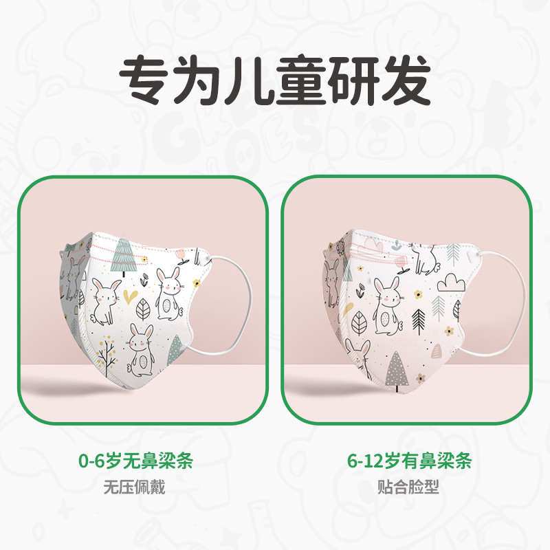 特惠清仓GREENNOSE绿鼻子 儿童立体口罩 4岁 刺猬邮差员 10只装
