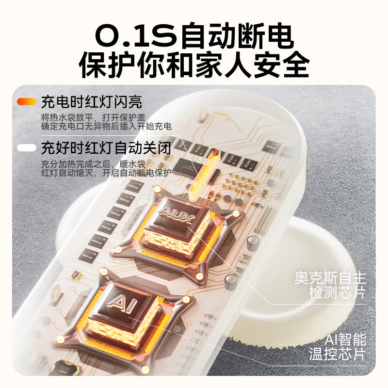 奥克斯热水袋AUX-304可拆洗灰色高清大图