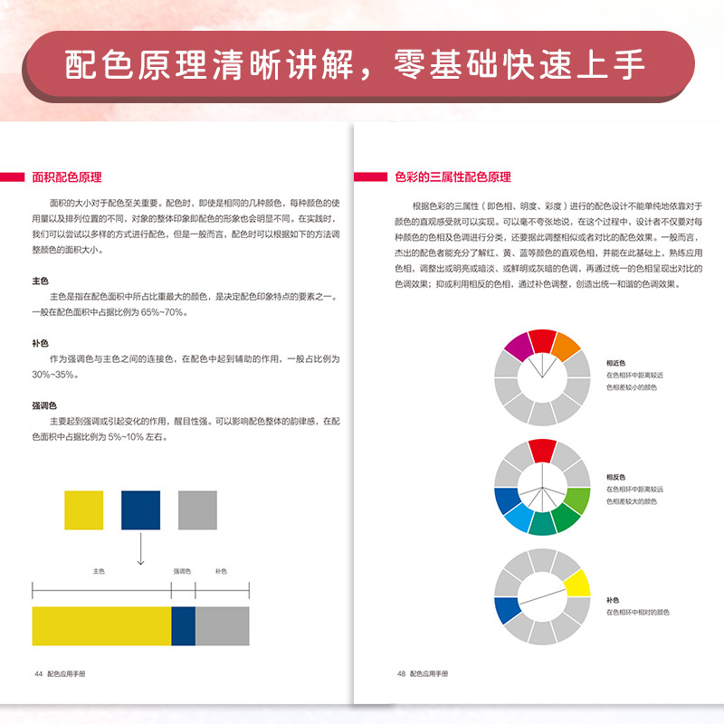 [正版]配色应用手册 附带色卡 配色方案 配色方法练习 配色应用 色彩调和 室内设计配色技巧 色彩的三属性配色原理高清大图