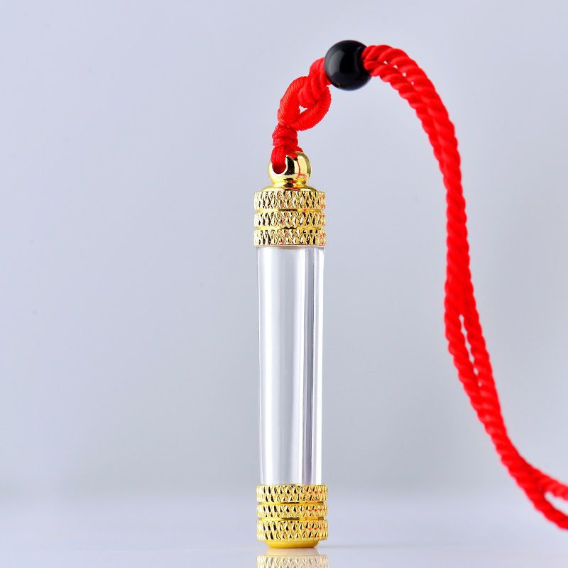 可打开小玻璃许愿瓶吊坠嘎乌盒管男女空心装护身符朱砂舍利子项链 A款空白