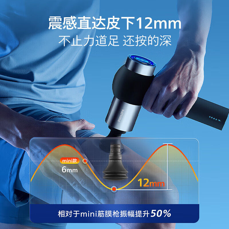 飞利浦(PHILIPS)肌肉放松按摩抢运动筋膜枪全身颈部肩部肌肉训练按摩仪运动健身捶打高端节日送礼生日礼物