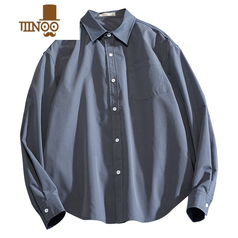 YANXU基础款衬衣日系dk制服白衬衫男士长袖潮男装设计感小众上衣衬现在高清大图