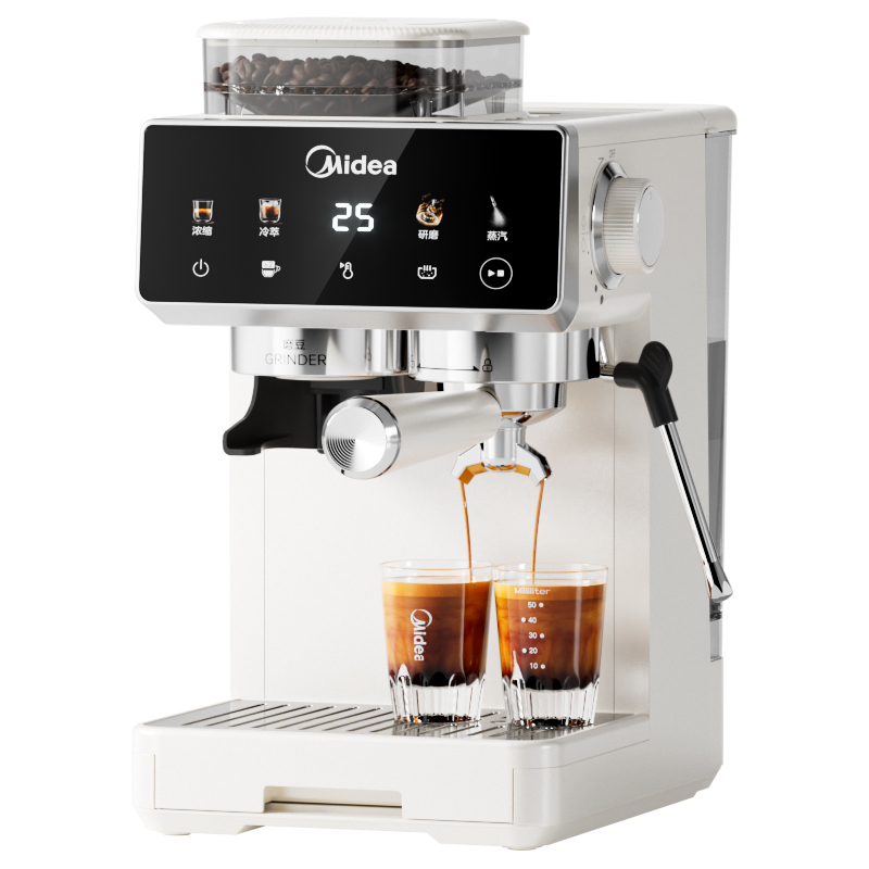 美的(Midea)半自动咖啡机冷热双萃研磨一体机全自动咖啡机家用意式磨豆机咖啡机 MA-GE5110