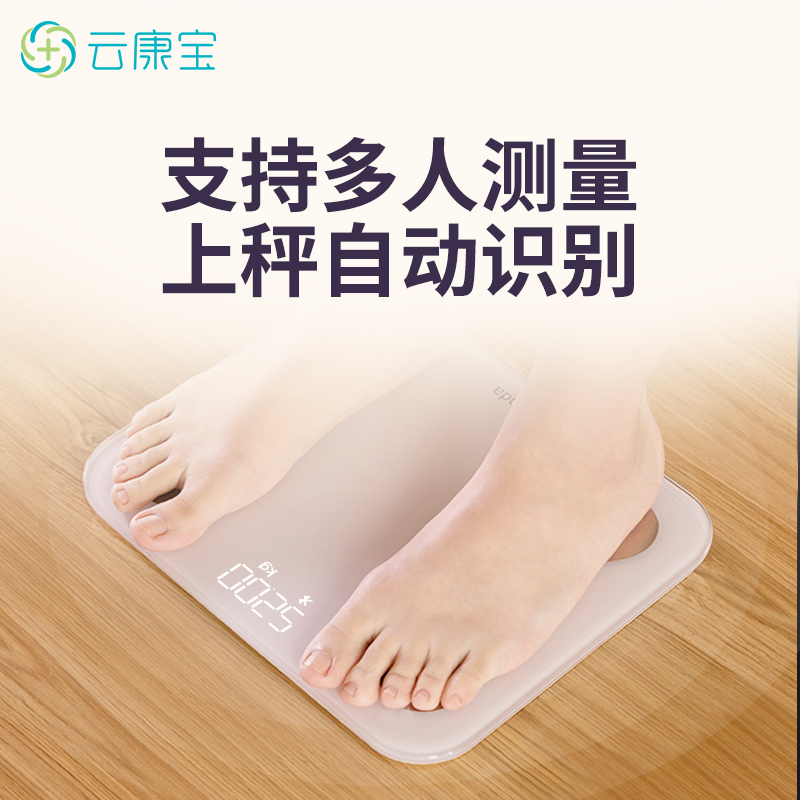云康宝(Yolanda)健康秤CS20H2,智能曲线 30项数据 精准测BMI 玻璃面板 电子秤体脂秤 支持轻牛 白色
