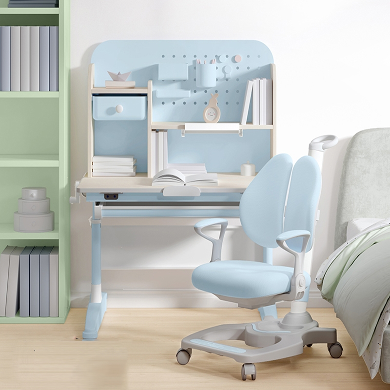 闪电客黑白调儿童学习桌子实木书桌写字桌家用作业课桌椅套装小户型