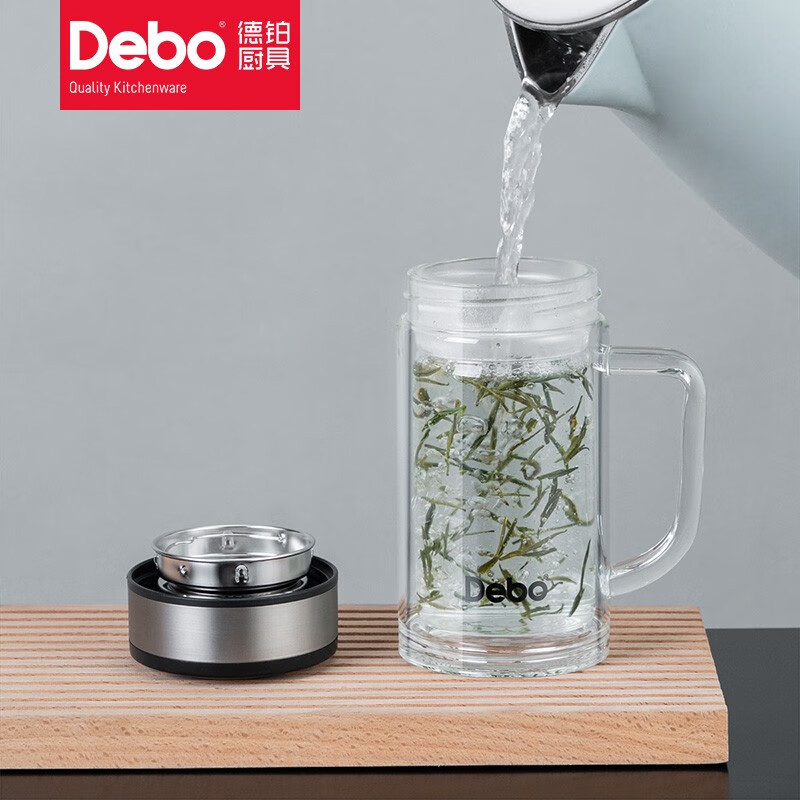 Debo德铂 帕斯卡玻璃杯办公杯耐热带过滤水杯/个 DEP-744