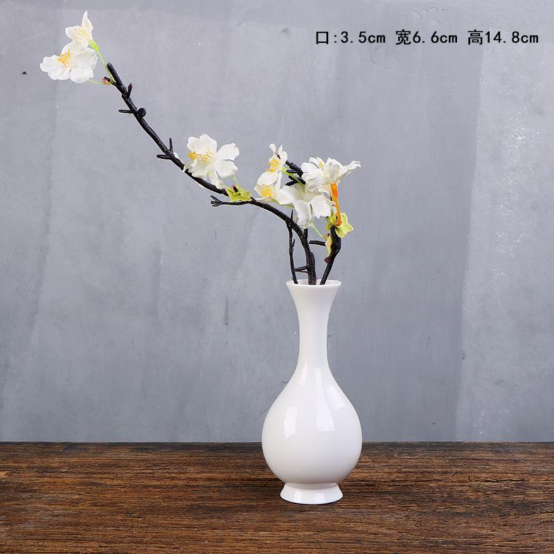 苏宁放心购白瓷玉净瓶茶道梅花插花器家居摆件陶瓷小花瓶观音瓶供佛禅意花瓶