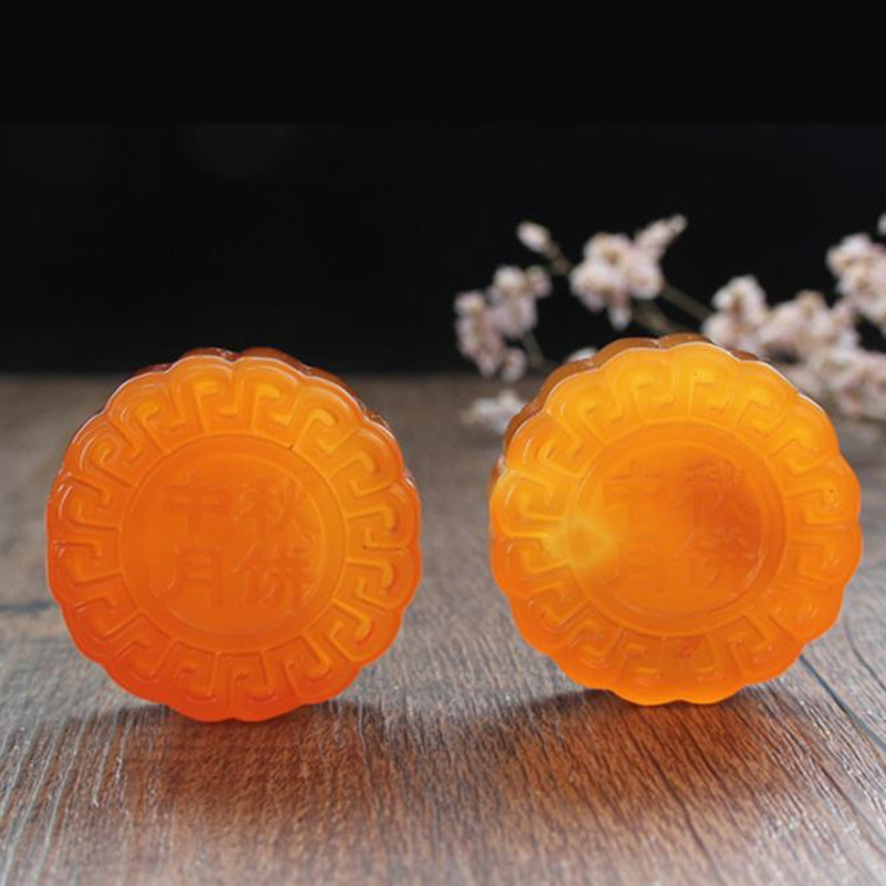 玉髓玉月饼摆件圆环把件玛瑙玉石饰品 带证书送女朋友七夕情人节礼物