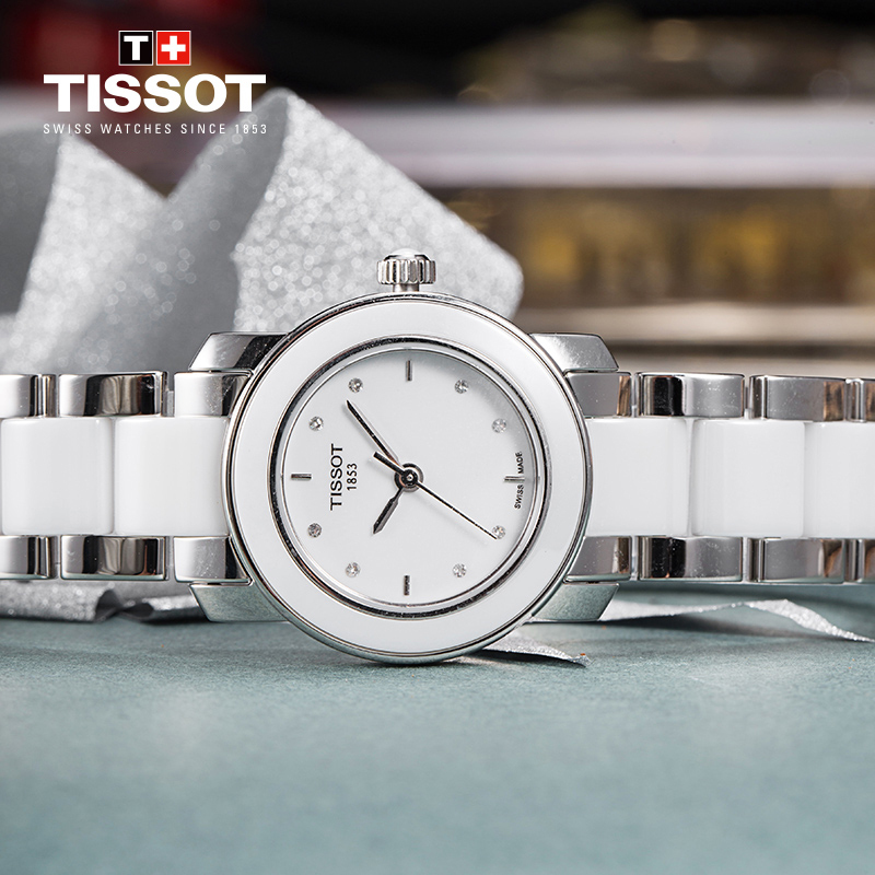 [低至5折]天梭(TISSOT)瑞士手表 瓷艺系列陶瓷材质女士石英表T064.210.22.016.00 礼物